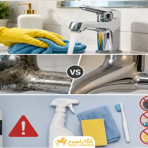 پاک کردن لکه جوهر نمک از روی شیرآلات؛ روش رفع سیاهی و کدری